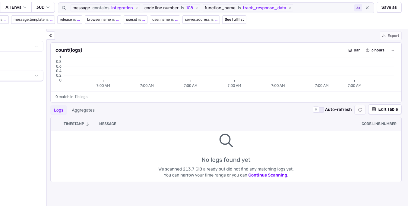 Continue scanning message